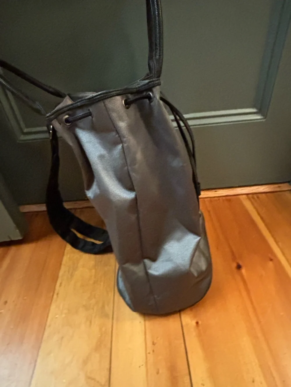 CARLOS FALCHI FALCHI SPORT Designer Drawstring Bucket Bag Grey backpack straps